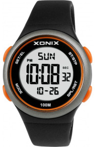 Sportowy Zegarek XONIX - Damski | Dziecięcy | Młodzieżowy | Uniwersalny - Wodoodporny 100m - Cyfrowy Wyświetlacz z Podświetleniem - Funkcje Stoper Timer Budzik Data Drugi Czas - Czarny