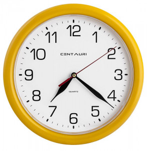 Zegar Ścienny Centauri - Nowoczesny Wygląd - Biała Tarcza, Pomarańczowa Obramówka - Cichy, Płynący Mechanizm Na Baterie