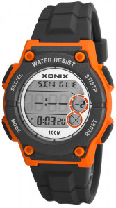 Zegarek Uniwersalny XONIX - Cyfrowy z Masą Funkcji - 8 Alarmów, Stoper 15 Międzyczasów, Timer 3 Interwały, Czas Światowy, WR100m - SZARY
