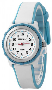 Malutki Biały Zegarek XONIX - Dziecięcy Dla Chłopca i Dziewczynki - Wskazówkowy z Podświetleniem - Wodoszczelny 100m