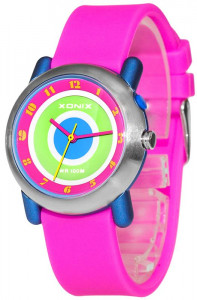 Zegarek Dla Dziewczynki z Wielokolorową Tarczą - Czytelne Indeksy Godzin - Analogowy z Podświetleniem - Pasuje Na Każdą Rękę - Pastelowe Kolory – Różowy Pasek 
