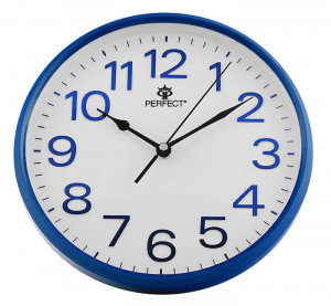 Wskazówkowy Zegar Ścienny PERFECT - Klasyczny Model - 25cm Średnicy - Niebieski