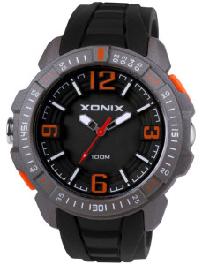 Uniwersalny Damski / Męski / Młodzieżowy Zegarek XONIX - Wbudowana Boczna Latarka LED - Sportowy - Wodoszczelny 100m - Tarcza Analogowa z Podświetleniem - Czarny