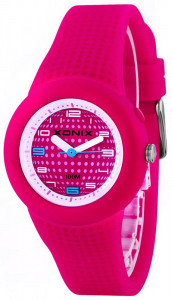 Mały Różowy Damski i Dziecięcy Zegarek XONIX - Wskazówkowy z Podświetleniem - Ciekawy Wzór Paska i Tarczy - Antyalergiczny i Wodoodporny 100m