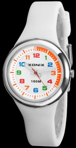 Malutki Kolorowy Zegarek Analogowy XONIX Dla Sportowej Dziewczynki, Wodoodporność 100m