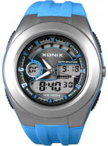Wielofunkcyjny Sportowy Zegarek XONIX - Wskazówki + Wyświetlacz - Damski Męski Młodzieżowy - Wodoszczelny 100m - Stoper Budzik Podświetlenie Timer - Kolor Niebieski 