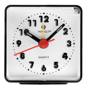 Kwadratowy Zegarek Budzik PERFECT - Głośny Alarm z Funkcją Drzemki - Podświetlana Tarcza - Mały Na Baterie