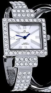 Wytworny Damski Zegarek Jordan Kerr Z Prostokątną Tarczą Na Bransolecie - Zdobiony Większymi Kryształkami 