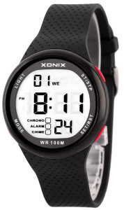 Czarny Ultralekki Zegarek Sportowy XONIX Cyborg - Uniwersalny - Stoper, Alarm, Timer, Wodoszczelność 100M
