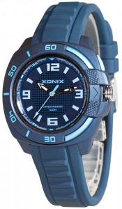 Uniwersalny Zegarek XONIX - Wodoszczelny 100m - Analogowy z Podświetlaną Tarczą - Czytelna Podziałka Godzin - GRANATOWY - Na Prezent + Pudełko