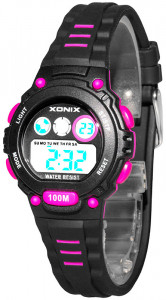 Nieduży Wodoszczelny 100m Zegarek Sportowy XONIX -  Wielofunkcyjny - Budzik, Data, Podświetlenie, Stoper