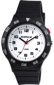 Wskazówkowy Zegarek z Podświetlaną Tarczą XONIX - Dziecięcy / Damski - Wyraźne Oznaczenia Godzinowe - Wodoodporny 100m - Kolor Czarny