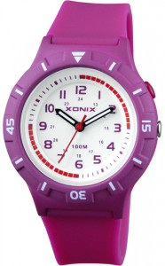 Wskazówkowy Zegarek z Podświetlaną Tarczą XONIX - Dziecięcy / Damski - Wyraźne Oznaczenia Godzinowe - Wodoodporny 100m - Kolor Fioletowy