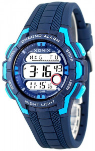 Wielofunkcyjny Zegarek Cyfrowy XONIX - Wodoszczelny 100m - Męski i Dla Chłopaka - Data i Czas Dla 24 Stref Czasowych, 8 Alarmów, Stoper 15 Międzyczasów, Timer 3 Interwały - GRANATOWY