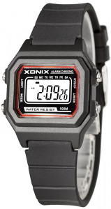 Mały Klasyczny Zegarek Elektroniczny XONIX - Dziecięcy i Damski - Wodoszczelny 100m - Sportowy - Wielofunkcyjny - Czarny