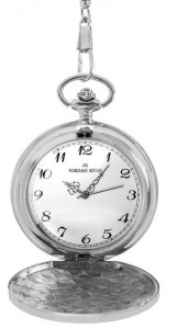 Kieszonkowy Zegarek Na Łańcuszku z Zapięciem w Stylu Retro - Kolor Srebrny - Czytelna Tarcza z Dużymi Liczbami