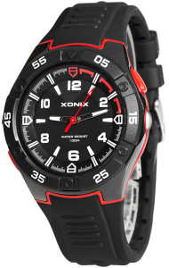 Czarny Zegarek XONIX z Wbudowaną Boczną Latarką + Podświetlenie Tarczy - Uniwersalny Model - Damski, Męski i Młodzieżowy - Wysoka Jakość