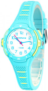 Wskazówkowy Zegarek XONIX - Dziecięcy / Damski - Mały Czytelny - Wszystkie Cyfry Na Tarczy - Podświetlenie - Wodoszczelny 100m - Turkusowy