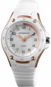 Mały Wodoszczelny 100m Zegarek XONIX - Wskazówkowy z Podświetlaną Tarczą - Dziecięcy / Damski - Wszystkie Cyfry Czytelny - Antyalergiczny – Biały 