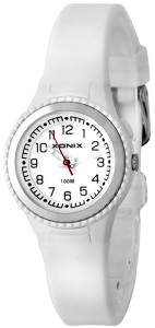 Zgrabny Antyalergiczny Zegarek XONIX Damski i Dla Dziecka - Wodoszczelny 100m - Analogowy z Podświetleniem - Biały