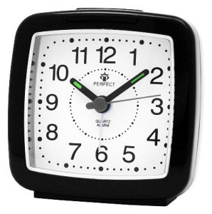 Klasyczny Analogowy Zegarek Budzik PERFECT Na Baterie - Czytelna Tarcza z Wyraźnymi Oznaczeniami - Czarny