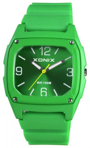 Damski i Dziewczęcy Zegarek XONIX - Wskazówkowy - Prostokątna Tarcza - Wodoszczelny 100m - Antyalergiczny - Zielony