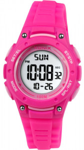 Elektroniczny Dziecięcy / Damski Zegarek XONIX - Mały Rozmiar Na Każdą Rękę - Wodoszczelny 100m - Wielofunkcyjny - Podświetlenie, Budzik, Stoper, Timer - Różowy