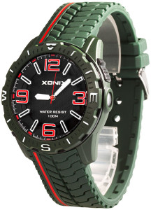 Męski i Młodzieżowy Zegarek XONIX z Wbudowaną Boczną Latarką - Wodoszczelny 100m - Duże Indeksy Godzin - Zielony