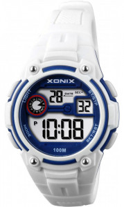 Dziecięcy / Damski Zegarek XONIX z Czytelnym Elektronicznym Wyświetlaczem - Wodoodporny 100m - Wielofunkcyjny - BIAŁY