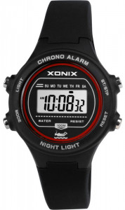 Mały Zegarek Sportowy z Cyfrowym Wyświetlaczem XONIX - Dziecięcy / Damski - Podświetlenie - Wodoodporny - Kolor Czarny
