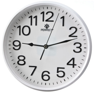 Wskazówkowy Zegar Ścienny PERFECT - Klasyczny Model - 25cm Średnicy - Biały