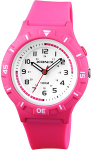 Wskazówkowy Zegarek z Podświetlaną Tarczą XONIX - Dziecięcy / Damski - Wyraźne Oznaczenia Godzinowe - Wodoodporny 100m - Kolor Różowy