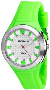 Duży Damski i Młodzieżowy Zegarek Sportowy XONIX - WR 100M, Podświetlenie Tarczy - Zielony