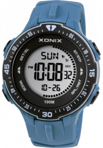 Uniwersalny Sportowy Zegarek Elektroniczny XONIX - Duże Czytelne Cyfry - Podświetlenie - Wodoszczelny 100m - Sportowy - Niebieski