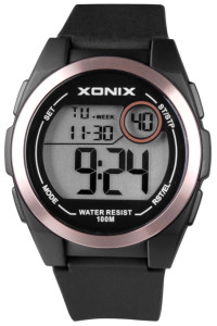 Cyfrowy Zegarek XONIX - Uniwersalny Model - Sportowy - WR100m - Podświetlenie - Stoper - Timer - Budzik - Datownik - Kolor Czarny