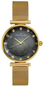 Damski Zegarek Jordan Kerr - Tarcza z Brokatem + Cyrkonie Symbolizujące Godziny - Frezowane Szkiełko - Bransoleta Mesh 