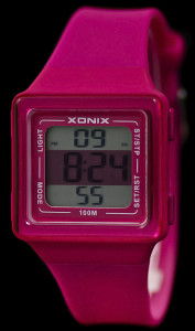 Kwadratowy Zegarek Sportowy XONIX LCD WR100M - Jasnoróżowy - Damski I Dziecięcy