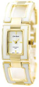 Nowoczesny Design - Damski Zegarek GR z Emaliowanymi Kwadratowymi Elementami Na Bransolecie I Prostokątną Dyskretną Kopertą
