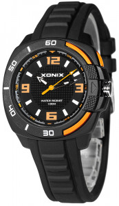 Uniwersalny Zegarek XONIX - Wodoszczelny 100m - Analogowy z Podświetlaną Tarczą - Czytelna Podziałka Godzin - CZARNY - Na Prezent + Pudełko