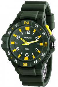 Zegarek XONIX Męski i Młodzieżowy - Wodoszczelny 100m - Analogowy z Podświetleniem - Antyalergiczny, Syntetyczny Pasek + Pudełko - MILITARY