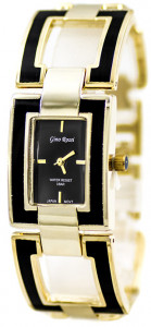 Nowoczesny Design - Damski Zegarek Gino Rossi z Emaliowanymi Kwadratowymi Elementami Na Bransolecie I Prostokątną Dyskretną Kopertą