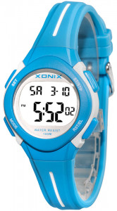 Cyfrowy Zegarek XONIX Dla Chłopca lub Dziewczynki / Damski - Sportowy, Wodoszczelny 100m, Wielofunkcyjny - Mały Czytelny Wyświetlacz z Podświetleniem - Kolor Niebieski - Girls