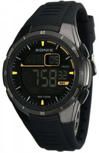 Zegarek Xonix - Damski, Męski i Młodzieżowy - Elektroniczny - Czarno Złoty - Wielofunkcyjny - Alarm, Druga Strefa Czasowa, Stoper, Timer