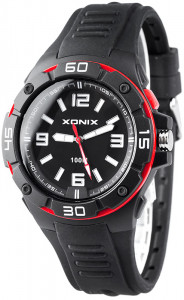 Męski i Młodzieżowy Zegarek XONIX - Wskazówkowy z Podświetleniem - Wodoszczelny 100m - Duża Tarcza - CZARNY