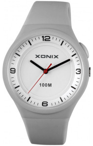 Wskazówkowy Zegarek Wodoszczelny XONIX - Silikonowy Pasek - Młodzieżowy / Damski - Podświetlana Tarcza - Szary