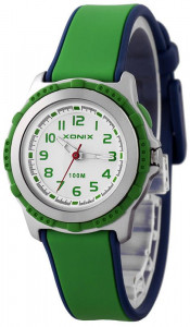 Malutki Zielono Granatowy Zegarek XONIX - Dziecięcy Dla Chłopca i Dziewczynki - Wskazówkowy z Podświetleniem - Wodoszczelny 100m