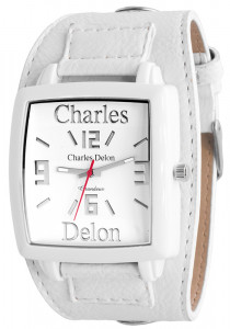 Męski Oldschoolowy Zegarek Charles Delon Na Przeszytym Pasku z Podkładką