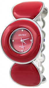 Emaliowane Koła - Damski Zegarek GR Na Bransolecie - Czerwony +Srebro