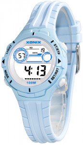 Mały Cyfrowy Zegarek XONIX - Dla Dziewczynki i Chłopca / Damski - Wodoszczelny 100m - Sportowy - Wielofunkcyjny - Niebieski
