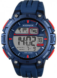 Męski i Młodzieżowy Chłopięcy Zegarek XONIX z Czasem Światowym - Wodoszczelność 100m - Wielofunkcyjny - 8 Alarmów - Stoper 15 Międzyczasów - Timer